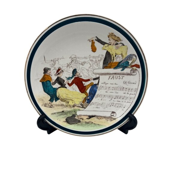 Creil Montereau Sujets Musicaux 8.5" Plate Faust Charles Gounod France c. 1900s - Picture 1 of 6